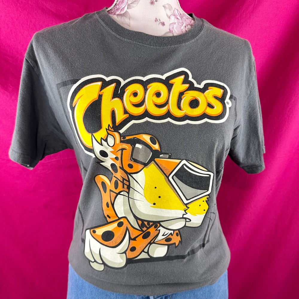 Cheetos Chester‎ Cheetah Graphic Tee Gray T-Shirt Men's Small Distressed Novelty